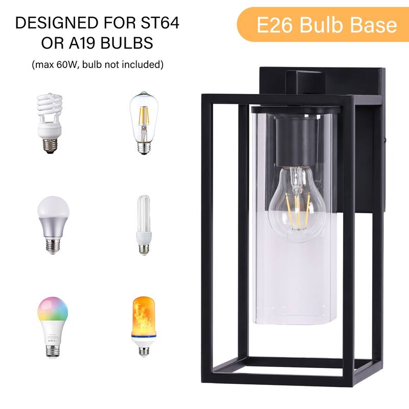 2 Pack Metal 1-Light Clear Glass Outdoor Wall Lighting Sconce