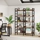 preview thumbnail 6 of 8, Bookshelf 5-Tier, Open Etagere Bookcase, Double Wide Freestanding Bookshelves for Storage and Display, Rustic Brown