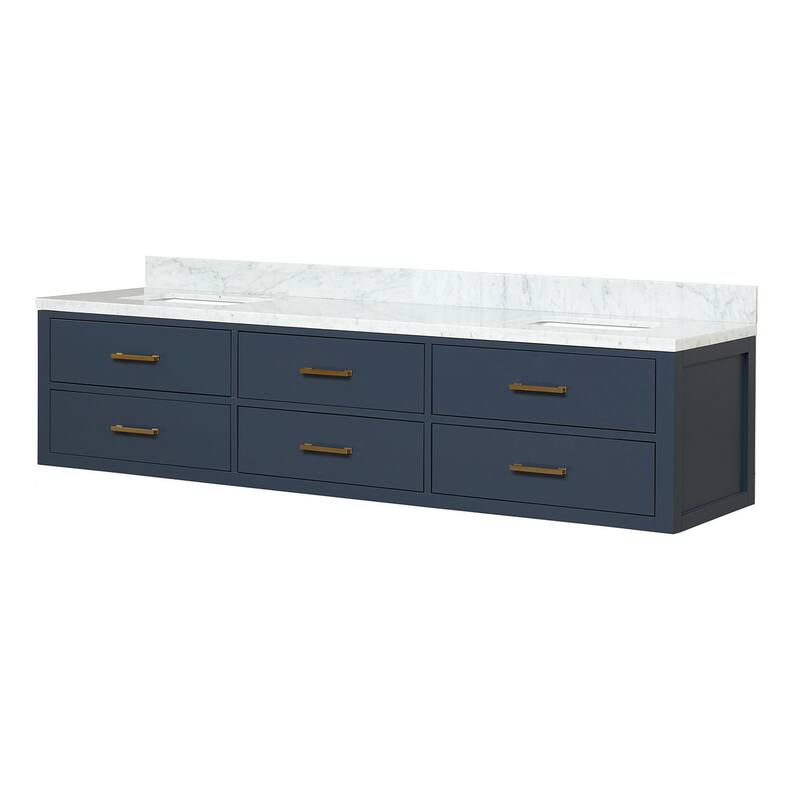 Lexora Castor Double Bath Vanity and Carrara Marble Top