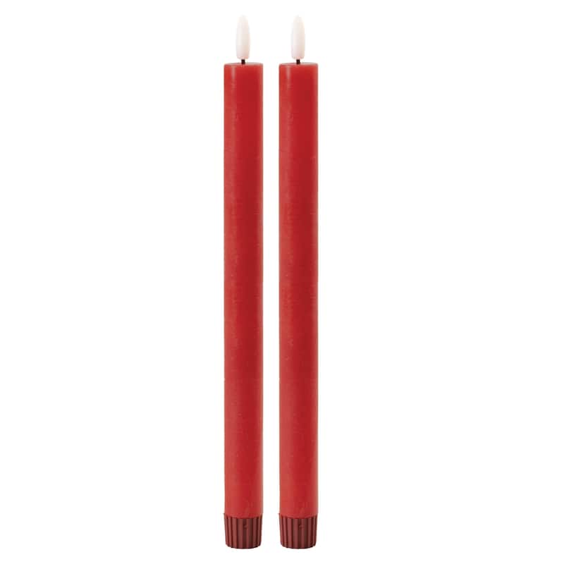 Set of Two Red Flameless Taper Candles