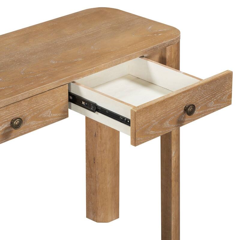 Rustic 52" Console Table with Drawers and Curved Legs for Entryway or Living Room Decor