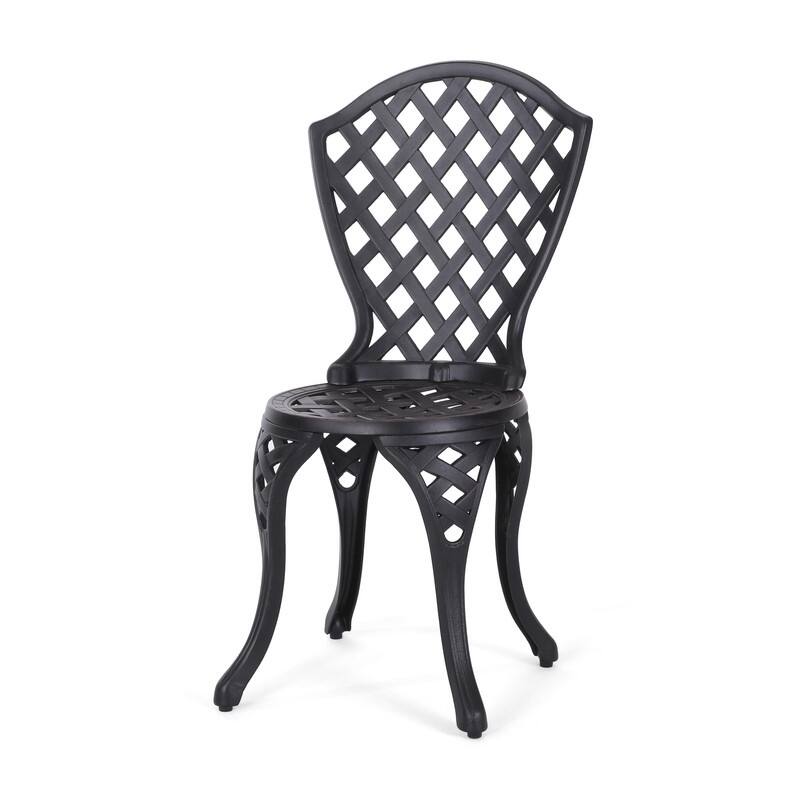 3-Piece Metal Bistro Set - Curved Cast Aluminum Outdoor Table and Chairs