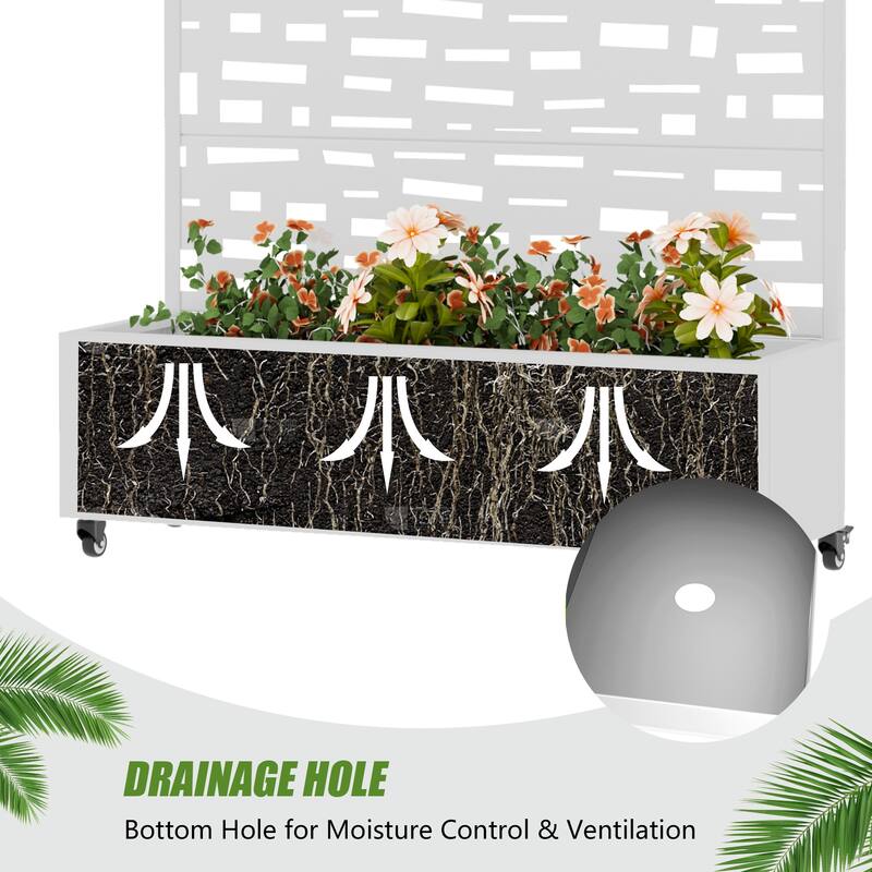 Raised Garden Bed Planter with Trellis Movable Planter Box with Lockable Wheels