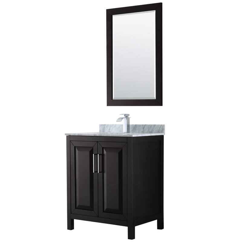 Wyndham Collection Daria 30" Free Standing Single Vanity Set with MDF - Dark Espresso / White Carrara Marble Top / - Espresso Finish