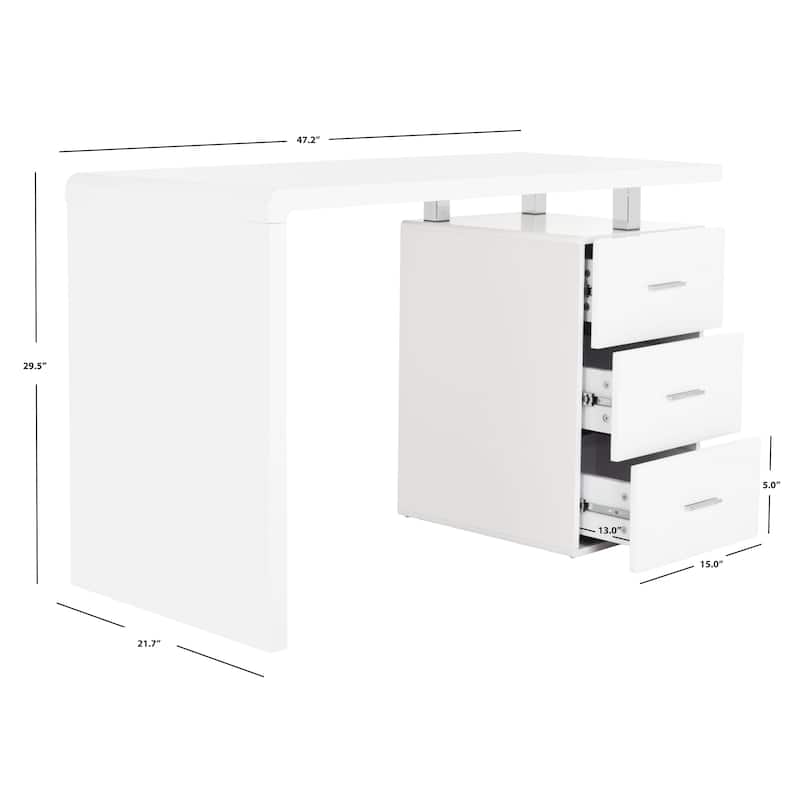 SAFAVIEH Patti White Chrome Desk