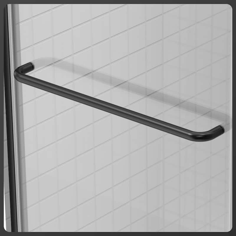 Matte Black Semi-Frameless Double-sliding Shower Door with Clear Glass - 60 in.Wx58 in.H