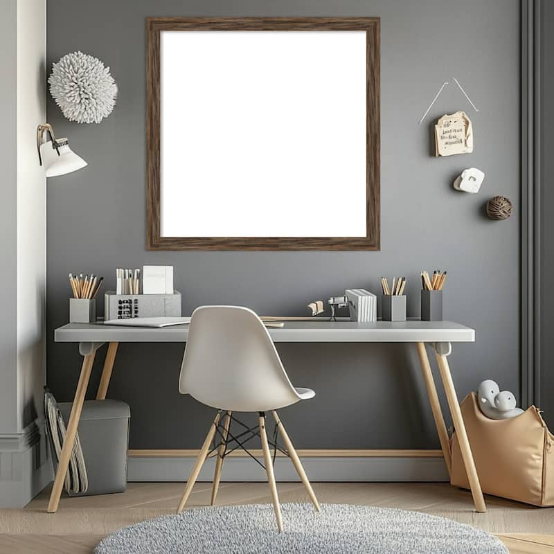 Amanti Art Regis Barnwood Grey Narrow Framed Dry Erase Magnetic Board