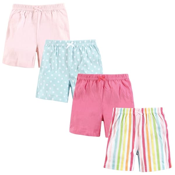 slide 1 of 1, Hudson Baby Infant Girl Shorts Bottoms 4-Pack, Rainbow Stripe 0-3 Months - Rainbow Stripe