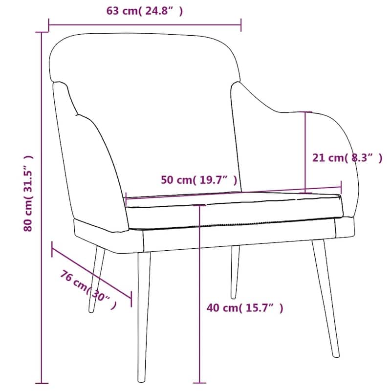 vidaXL Accent Chair with Arms Sofa Side Chair for Living Room Bedroom Velvet - 24.8" x 29.9" x 31.5"