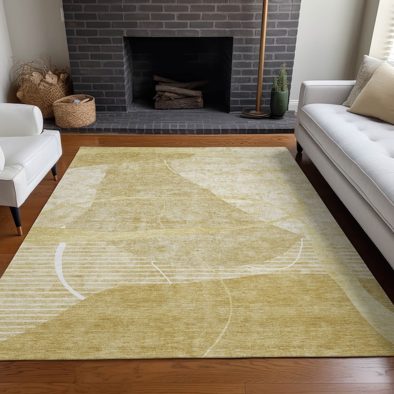 Premium Washable Super Soft Modern Hoda Mayfield Rug - Wheat - 9' x 12' - Rectangle