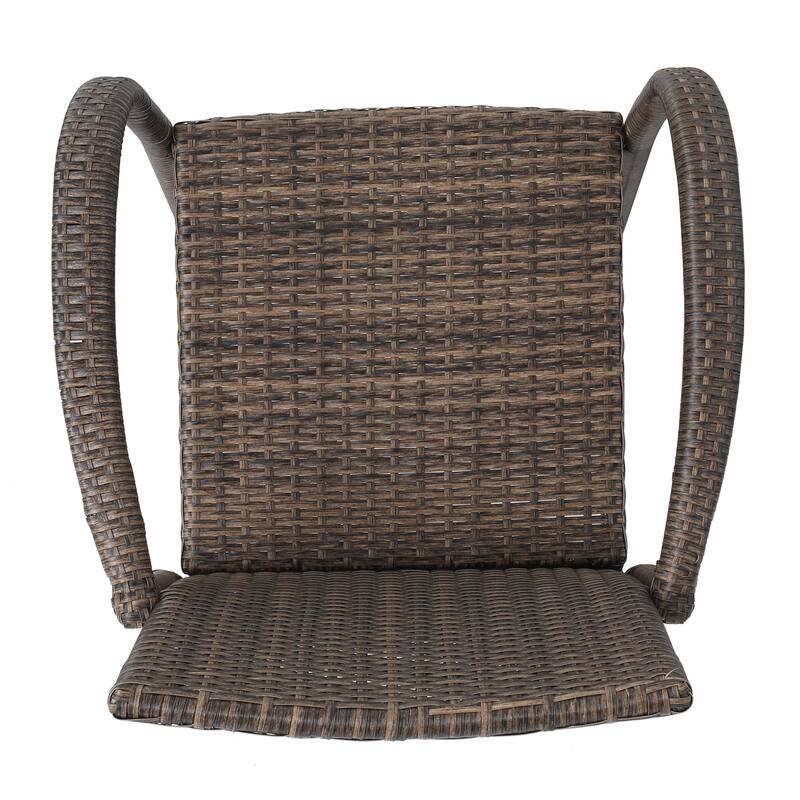 Outdoor Patio Wicker Barstool, High Back Bar Chair with Arm and Footstool High Chair, Entertainment Barstool Set (Set of 2)