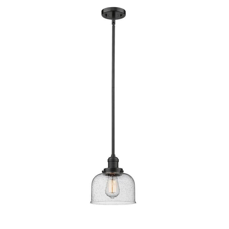 Innovations Lighting Franklin Restoration Bell - 1 Light 8" Stem Hung Mini Pendant - Oil Rubbed Bronze/Seedy