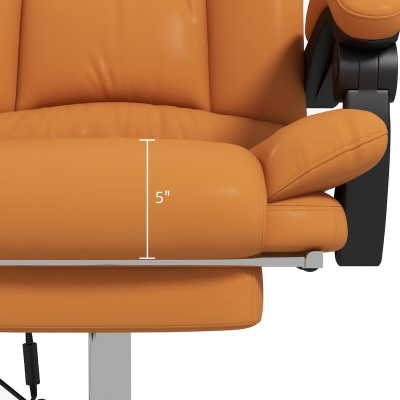 Vinsetto PU Leather Massage Office Chair with 4 Vibration Points, Heated Reclining Computer Chair with Adjustable Height