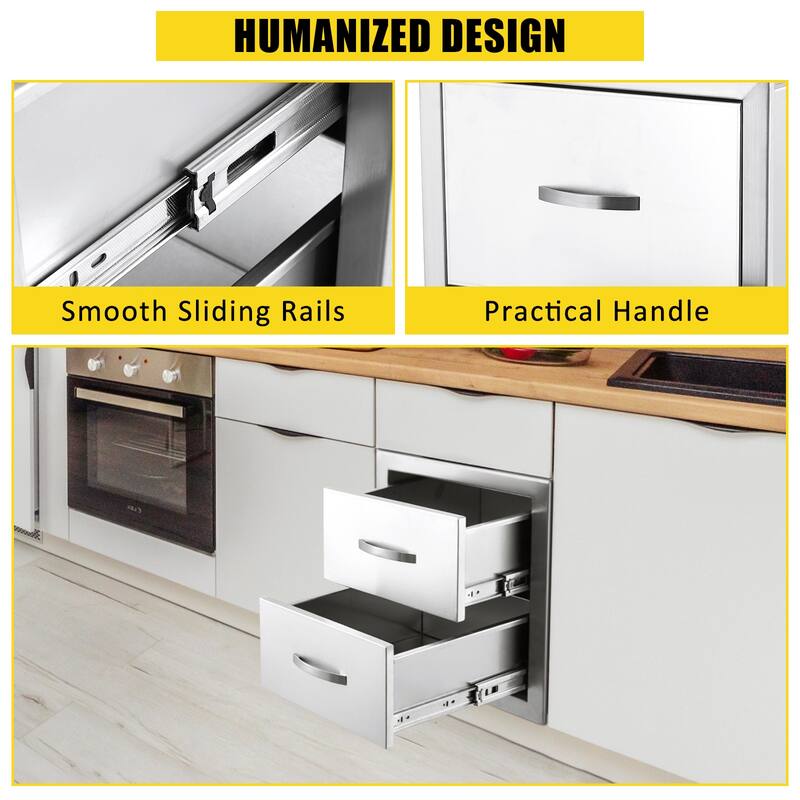 Outdoor Kitchen BBQ Access Drawers, 14W x 15H x 23D Inch - 14W x 15H x 23D Inch