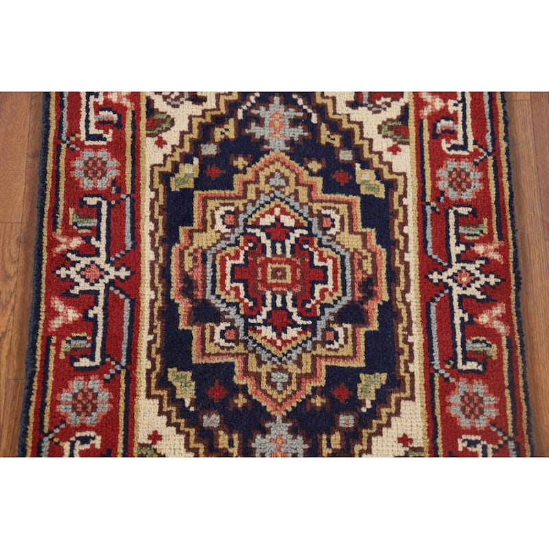Navy Blue Heriz Serapi Indian Accent Rug Handmade Foyer Wool Carpet - 2'0" x 3'0"