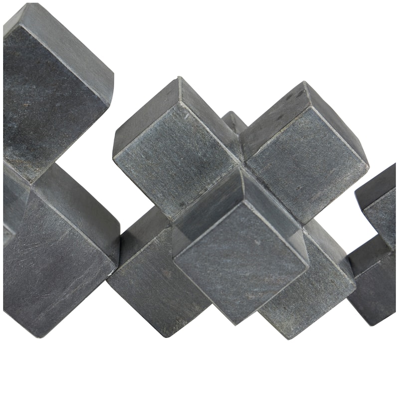 Elegant Marble Geometric Jack Sculpture (Set of 3) - White or Black