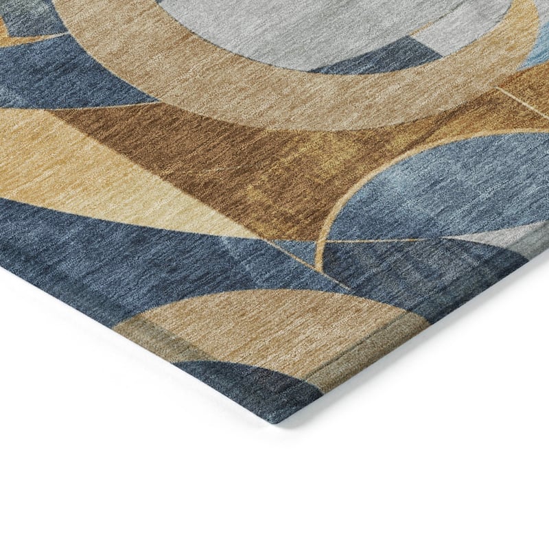 Machine Washable Indoor/Outdoor Geometric Flair Chantille Rug