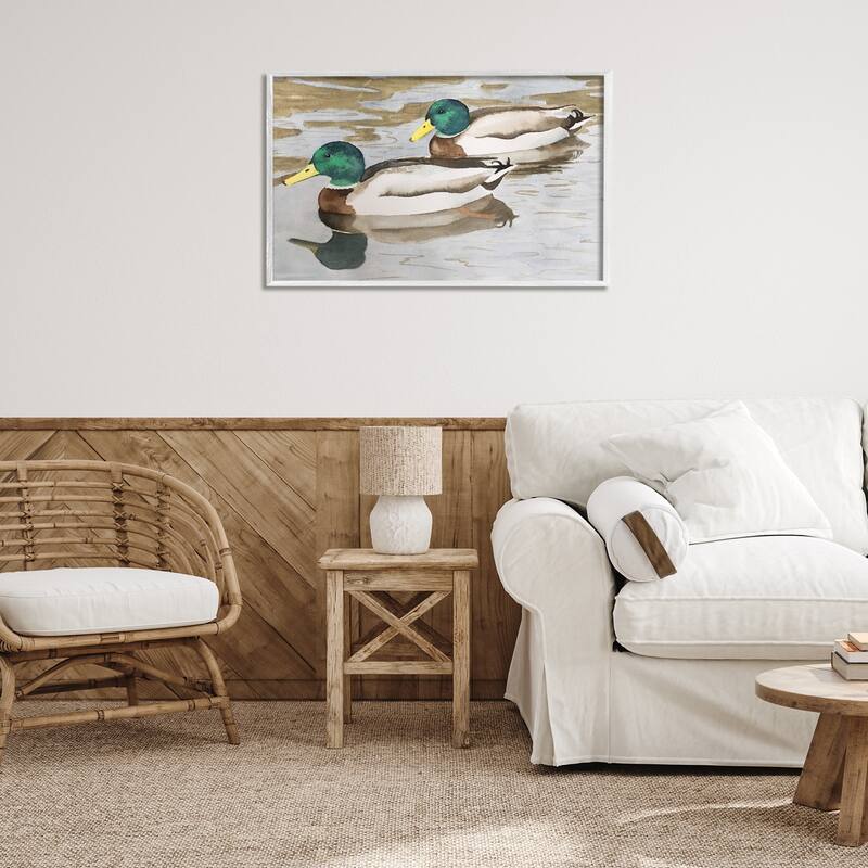 Stupell Mallard Ducks Pair Framed Giclee Art Design By Stephanie Fielden