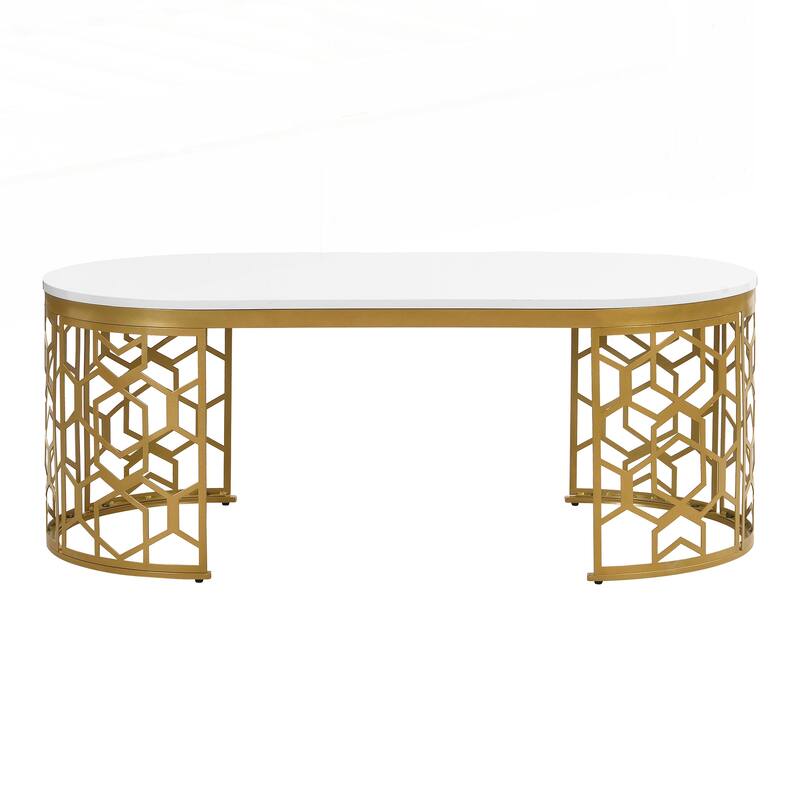 Modern Oval Coffee Table with Cut-Out Pattern