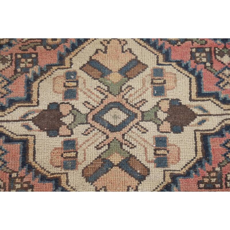 Pink Geometric Hamedan Persian Vintage Area Rug Handmade Wool Carpet - 4'8" x 6'10"