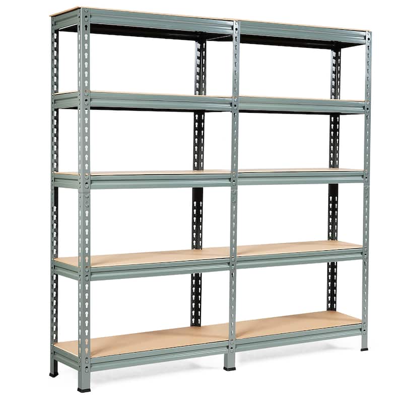 Costway 5-Tier Metal Storage Shelves 60'' Garage Rack W/Adjustable - 2PCS