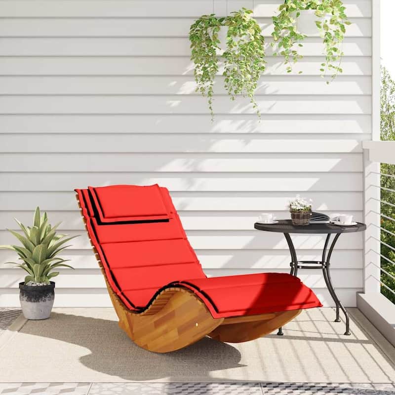 vidaXL Rocking Sun Lounger with Cushion Solid Wood Acacia - 60.6 x 23.6 x 29.1