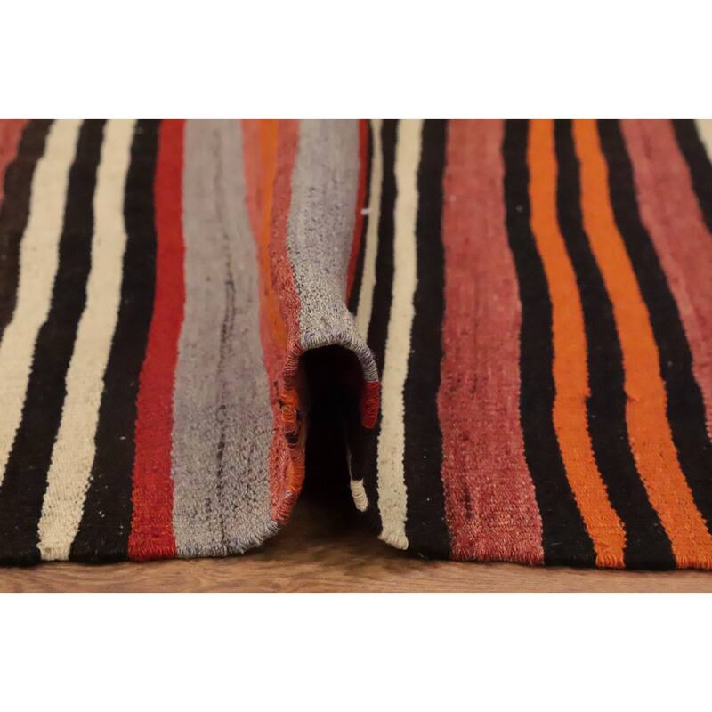 Hand Woven Oriental 100% Wool Carpet Southwestern Geometric Multi-Colored Kilim Area Rug - 10' 7'' X 4' 7''