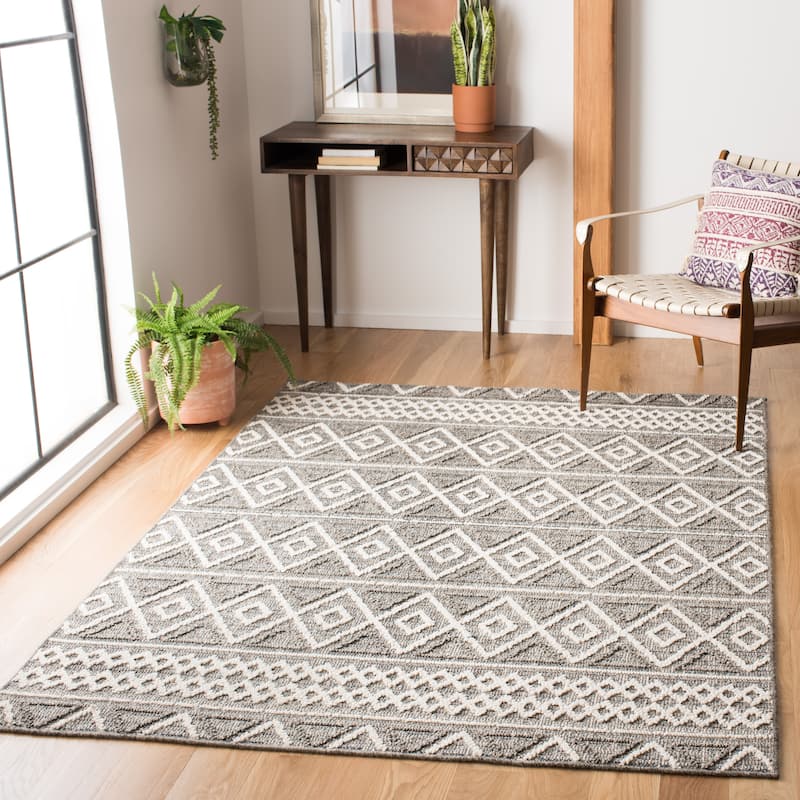 SAFAVIEH Global Ignacia Moroccan Trellis Indoor/ Outdoor Waterproof Patio - 3' x 5' - Grey/Ivory - Rectangle