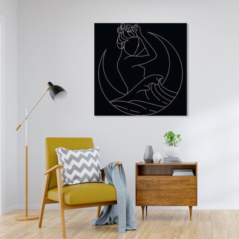 Wynwood Studio Canvas Fantasy and Sci-Fi Lunar Tide Beauty Black and Antique White Modern & Contemporary Wall Art Canvas Print - 30 x 30