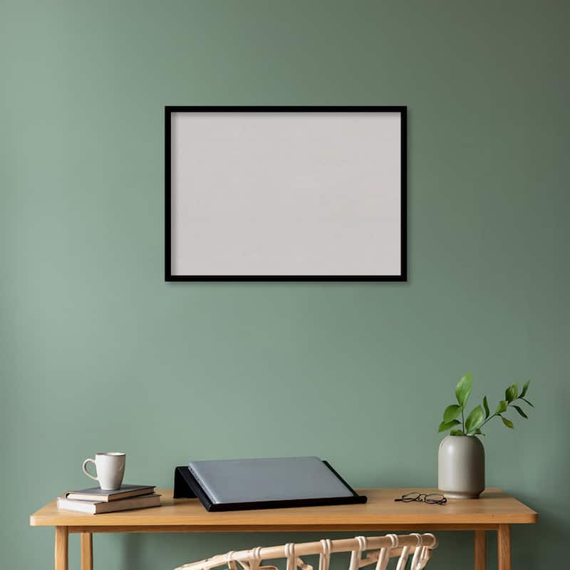 Black Gallery Deep Wood Framed Grey Corkboard Bulletin Board