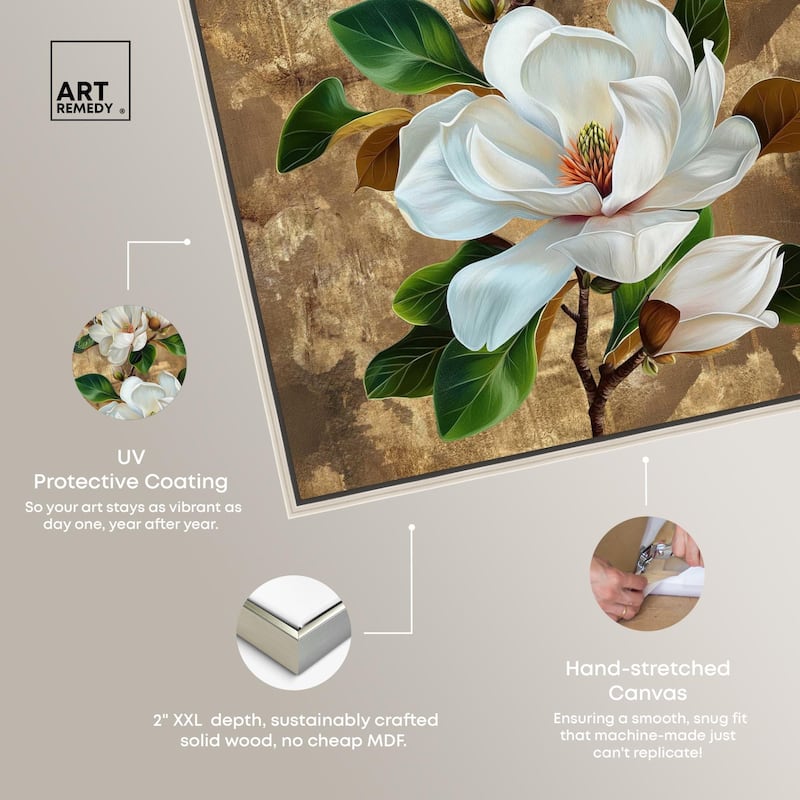 Guilded White flora Canvas by Art Remedy