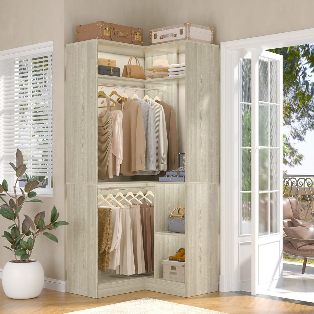 Cimly Freestanding Corner Closet system, Space-saving Closet Organizer for Walk-in Closet