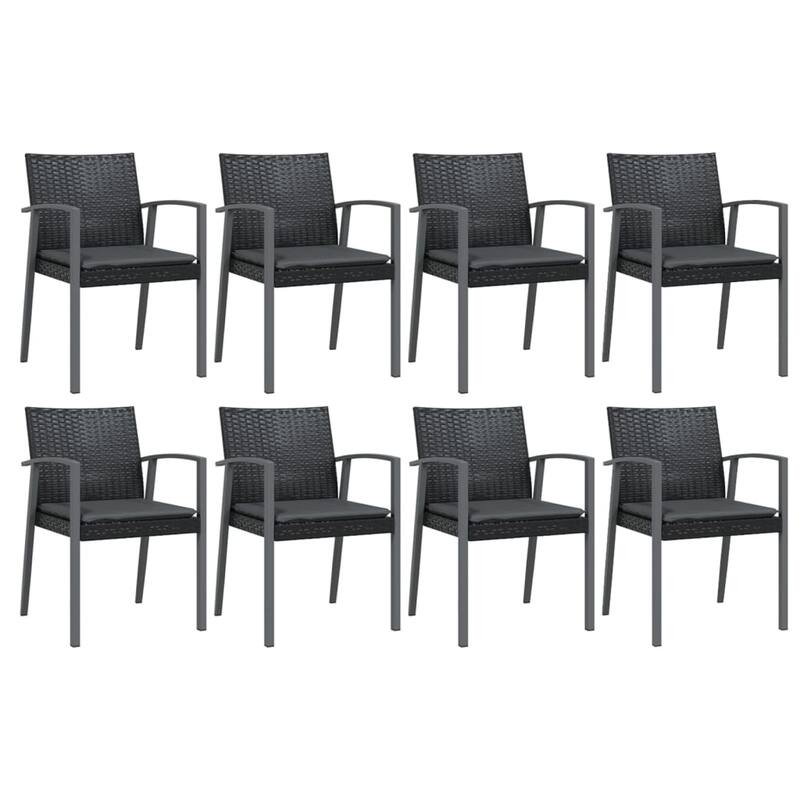 vidaXL 3/5/7/9 Piece Patio Dining Set with Cushions Poly Rattan and Steel