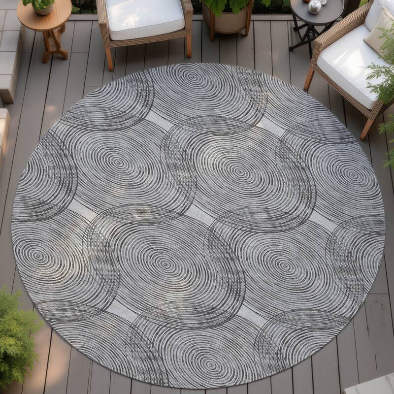 Machine Washable Indoor/ Outdoor Modern Pune Chantille Rug - Silver - 8' x 8'
