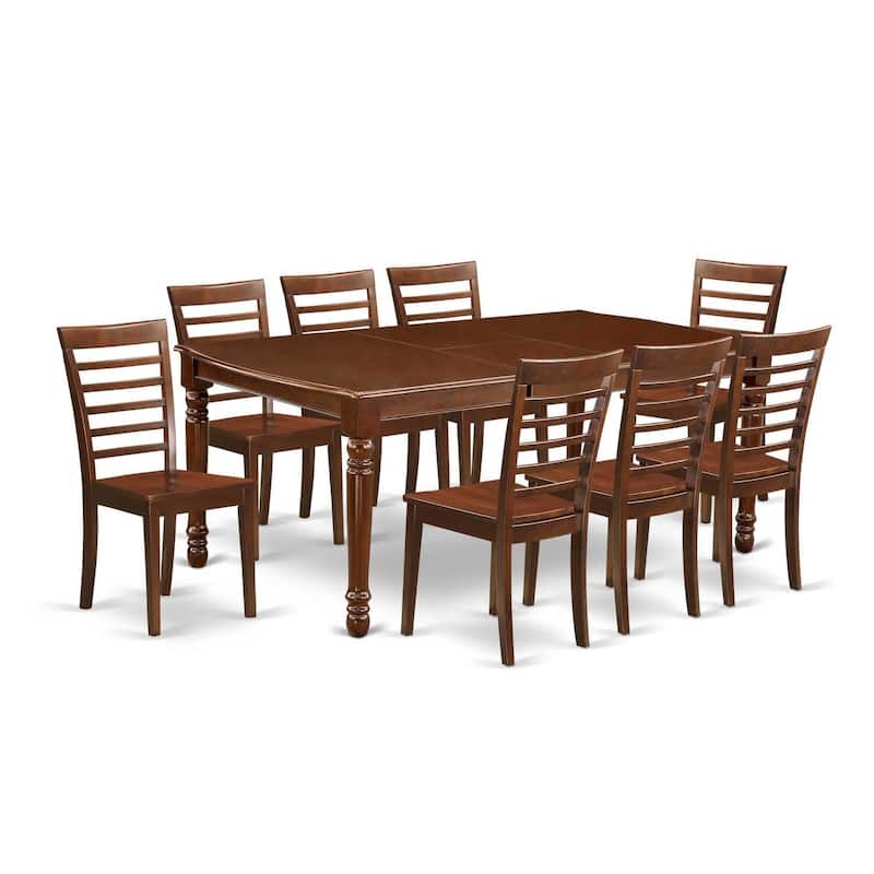 Rectangular Kitchen Dining Table Set 9pc 60-78" Table w/ Leaf & 8 Chairs - HomeStock