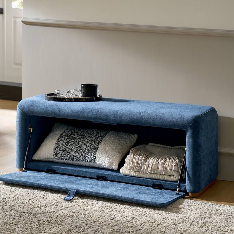 Gustavo Modern 48.5''W Bench with Side-opening Storage Compartment and Solid Wood Legs by HULALA HOME