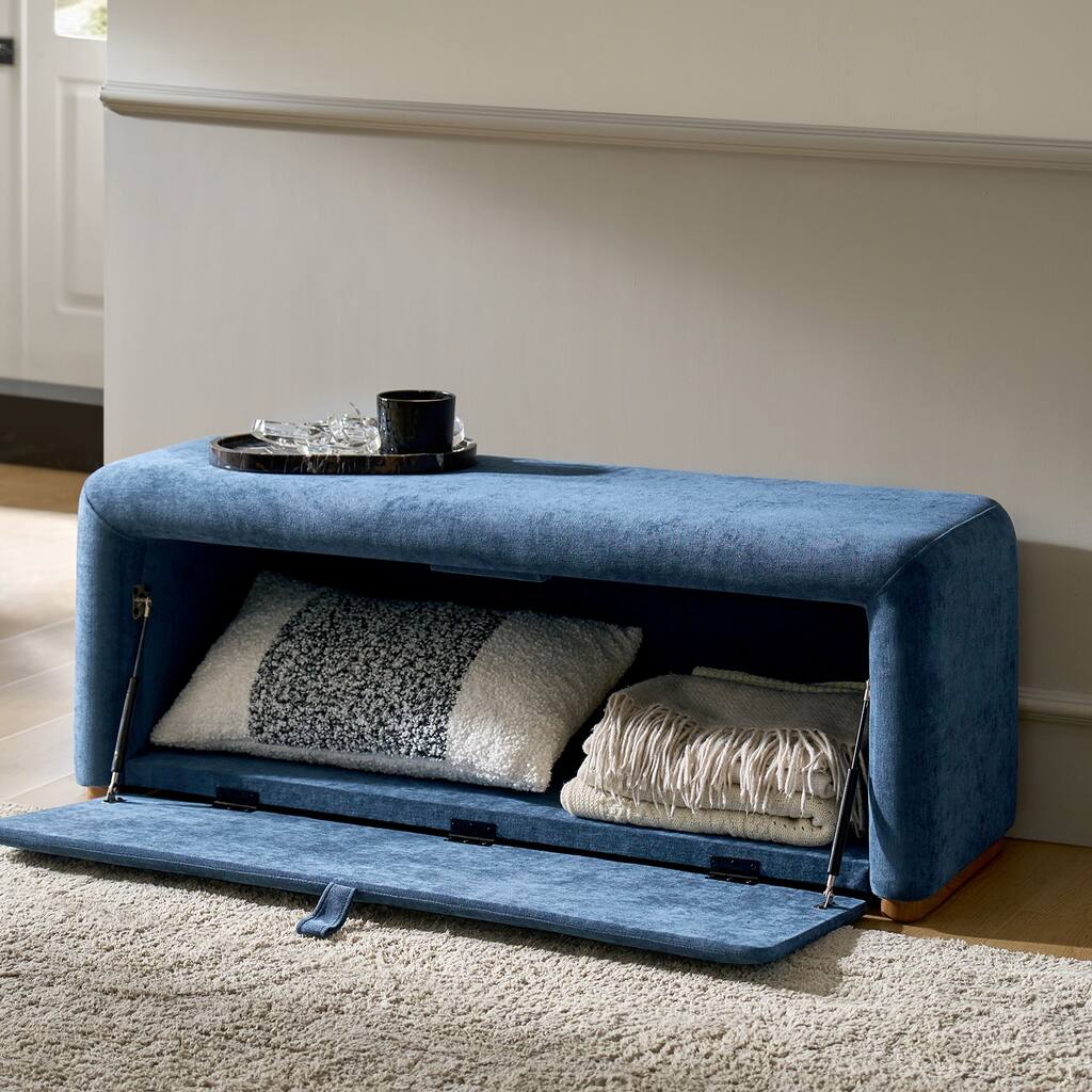 Gustavo Modern 48.5''W Bench with Side-opening Storage Compartment and Solid Wood Legs by HULALA HOME