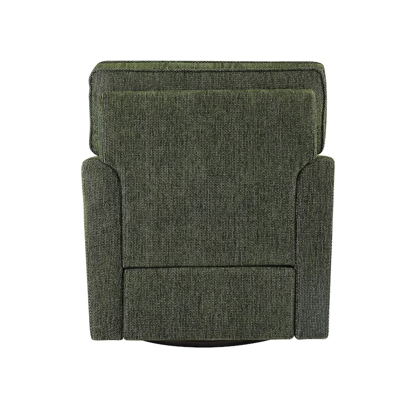 Chenille 360° Swivel Barrel Chair with Side Pockets, Ergonomic Support, and Removable Cushions