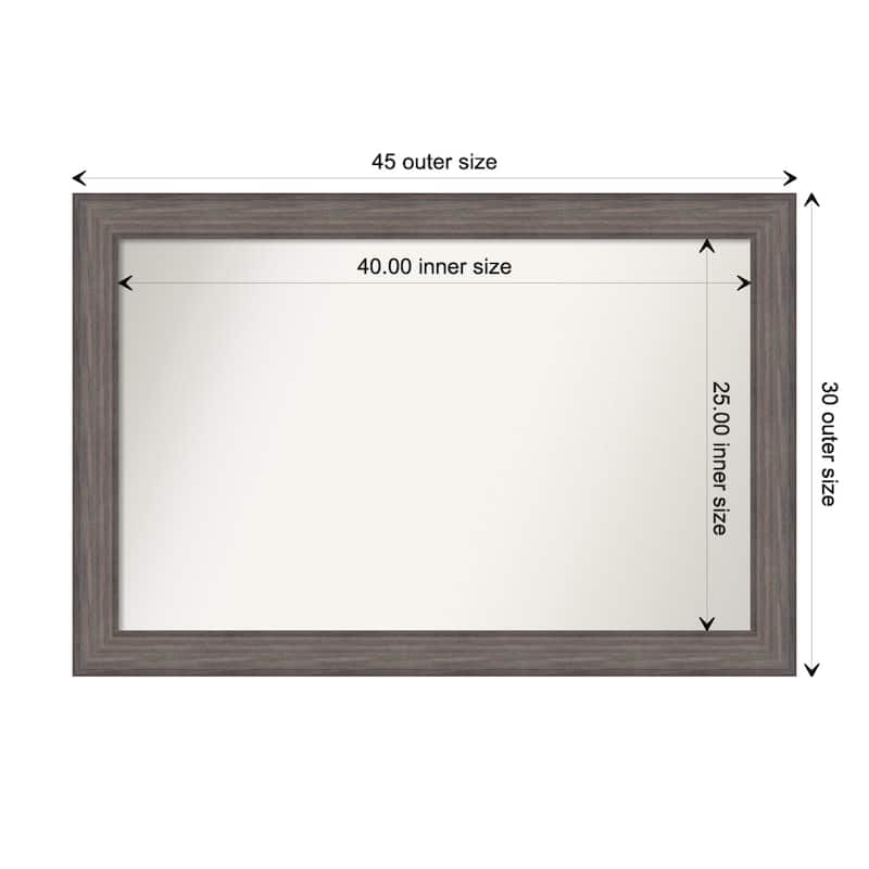 Country Barnwood Framed Non-Beveled Custom Wall Mirror, Bathroom Vanity Mirror - Outer Size: 45.25 x 30.25