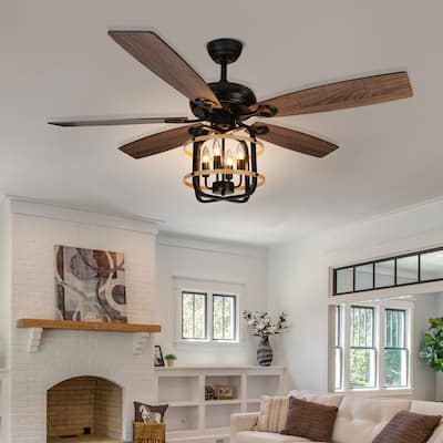 Rustic Ceiling Fan with Light Industrial Ceiling Fan - 52inch