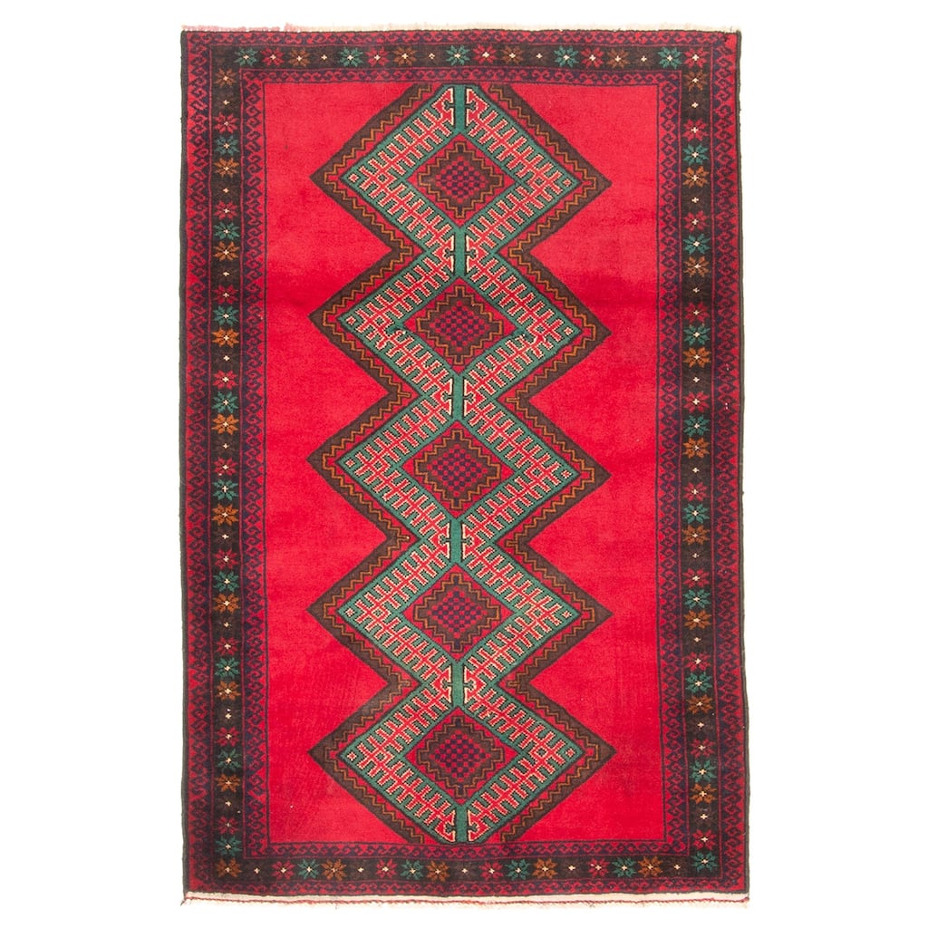 ECARPETGALLERY Hand-knotted Teimani Red Wool Rug - 2'11 x 4'8