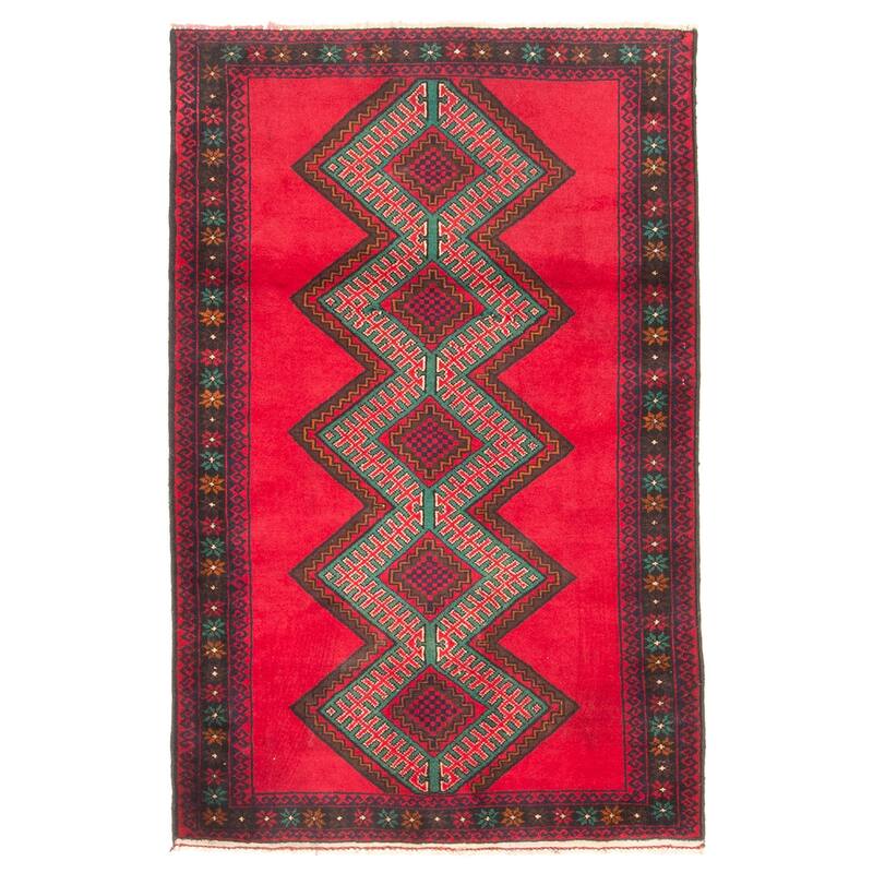 ECARPETGALLERY Hand-knotted Teimani Red Wool Rug - 2'11 x 4'8