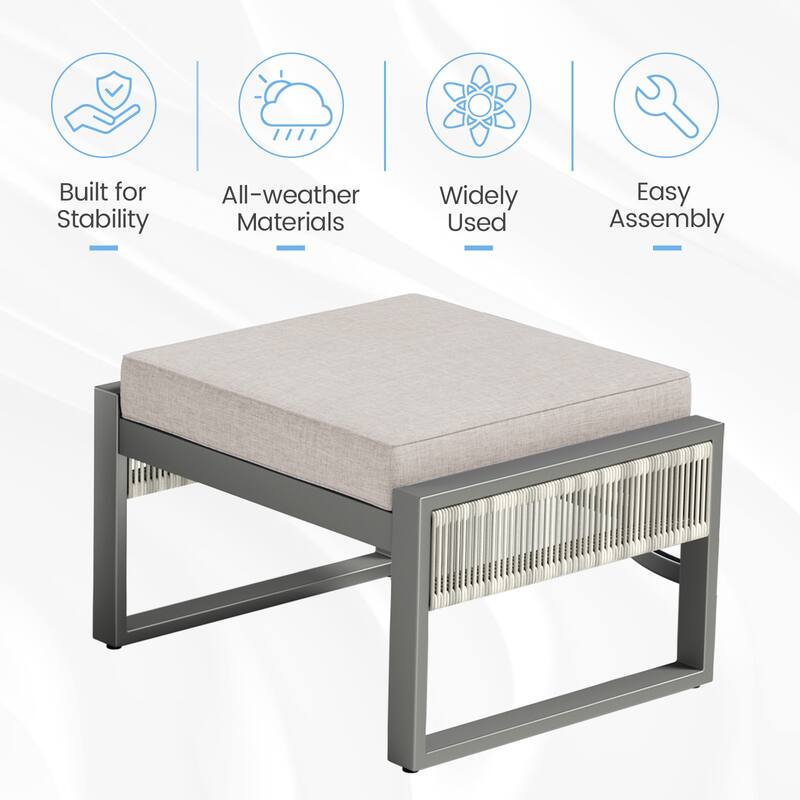 All-Weather Wicker Outdoor Ottomans PE Rattan Ottomans