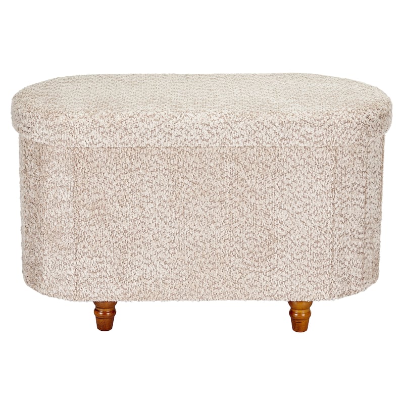 Aria Home Esme Brown Boucle Storage Ottoman Bench with Seat Cushion