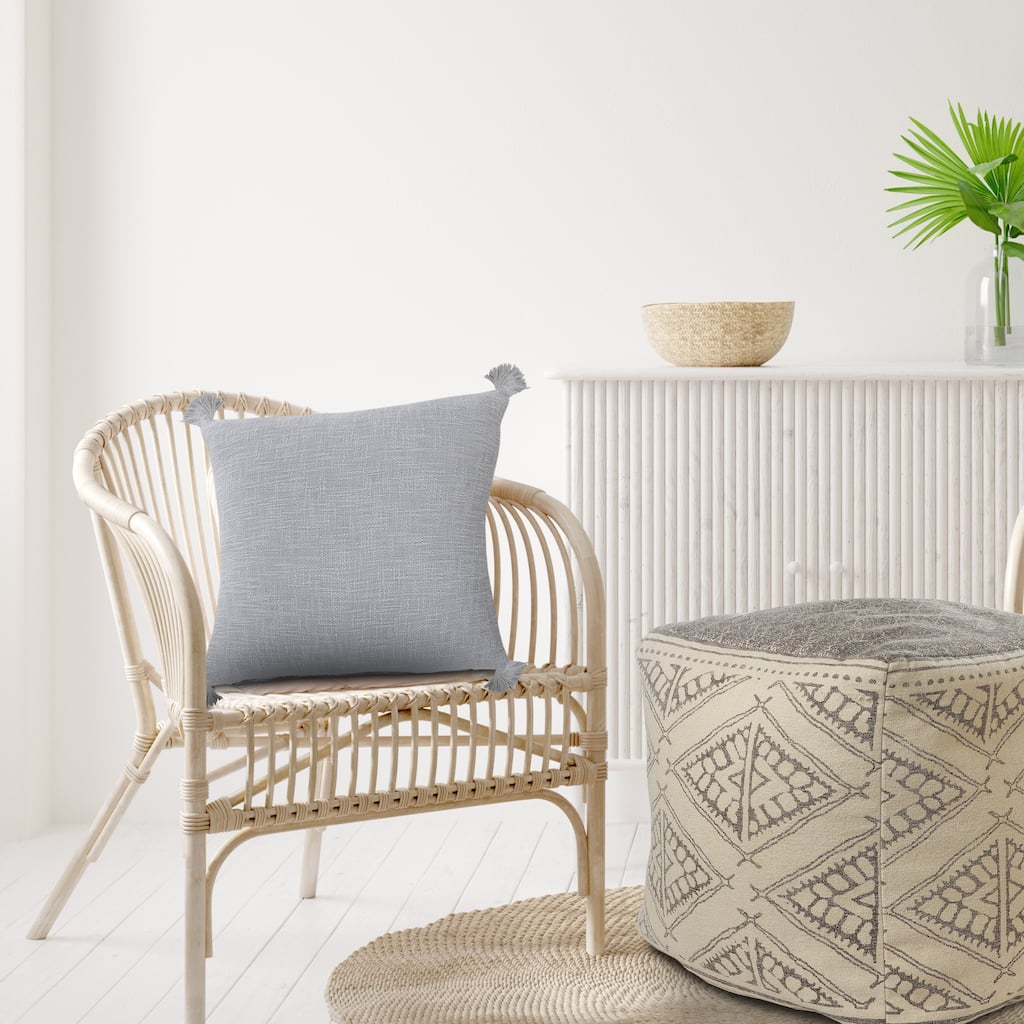 Sevita Solid Cotton Throw Pillow with Tassels