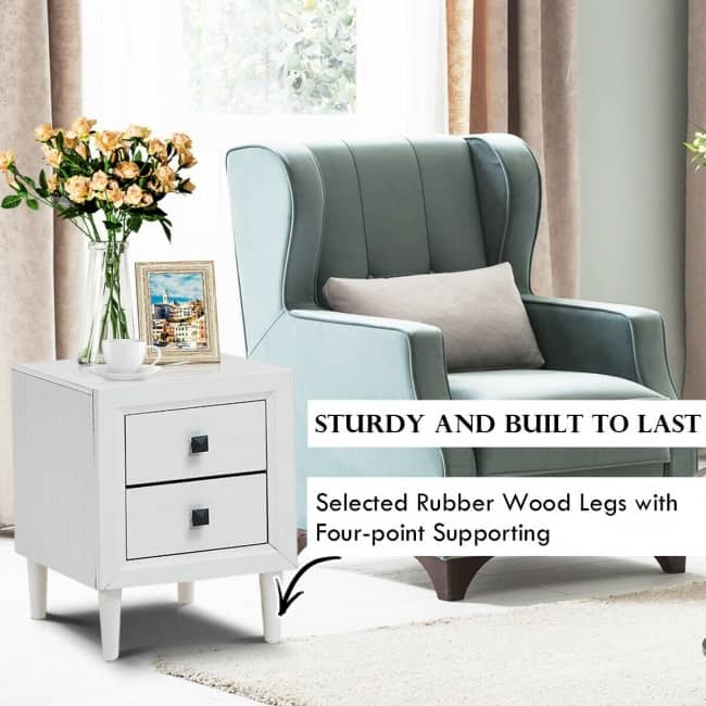 Versatile 2-Drawer Retro Bedside Table - Practical Nightstand for Any Room