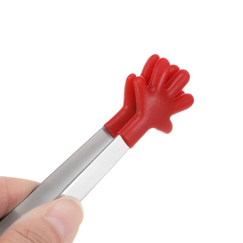Mini Food Tongs Hand Shape Stainless Steel with Silicon Tips 8 Colors