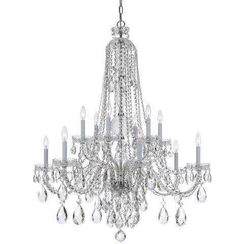 Traditional Crystal 12 Light Clear Crystal Chrome Chandelier - 37.5'' W x 48'' H