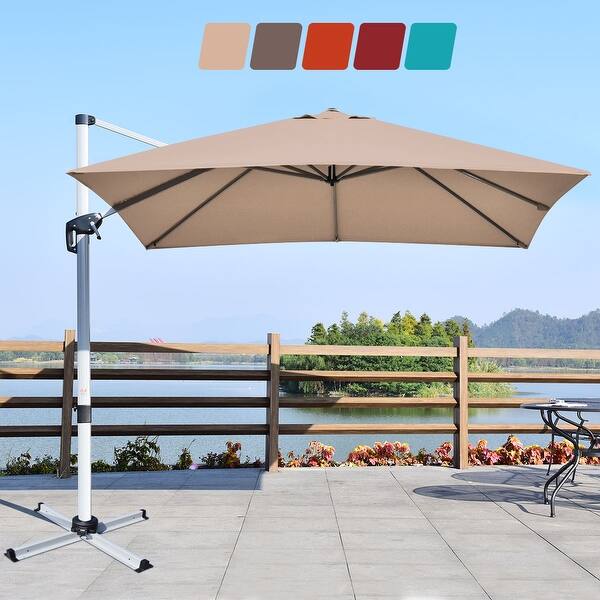 Shop Black Friday Deals On Costway 10ft Square Patio Offset Cantilever Umbrella 360 Degree Tilt Overstock 30889952