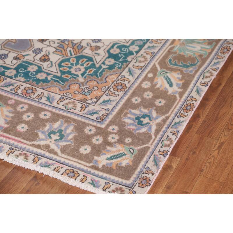 Traditional Tabriz Persian Vintage Rug Handmade Bedroom Wool Carpet - 9'7" x 12'3"